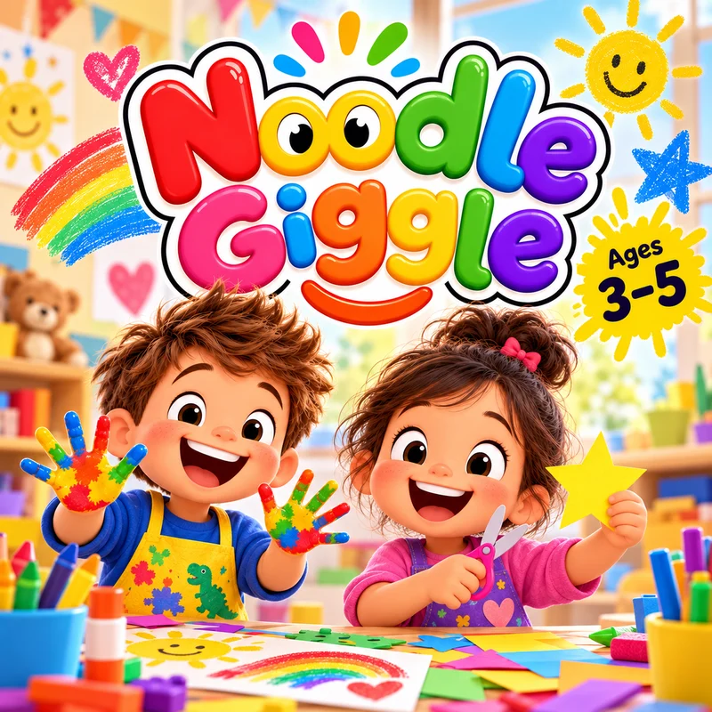 Noodle Giggle colouring book cover, ages 3 to 5